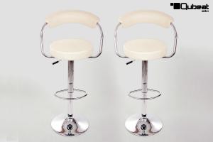 2 x Designer Barstool  creme-coloured height adjustable by gas lift action &#8211;