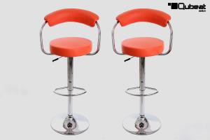 2 x Designer Barstool orange height adjustable by gas lift action &#8211;
