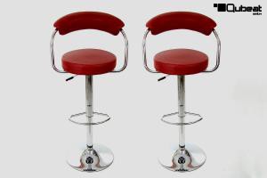 2 x Designer Barstool wine-red height adjustable by gas lift action –