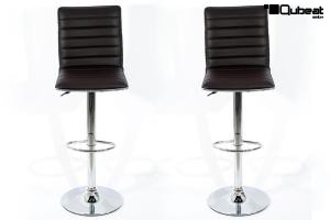 2x Barhocker braun hhenverstellbar mit gepolsterter und abgesteppter Rckenlehne - "Falko"