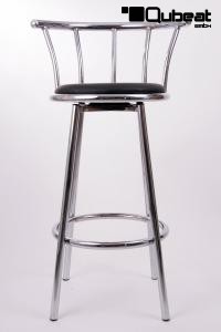 2x Barhocker chrom, B-Ware, schwarzer gepolsterter Sitz, drehbar - "Martin"