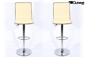 2x Barhocker creme hhenverstellbar mit gepolsterter und abgesteppter Rckenlehne - "Falko"