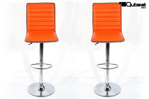 2x Barhocker orange hhenverstellbar mit gepolsterter und abgesteppter Rckenlehne - "Falko"