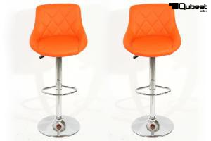 2x Barhocker orange hhenverstellbar und gepolstert - "Clarissa"