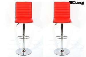 2x Barhocker rot hhenverstellbar mit gepolsterter und abgesteppter Rckenlehne - "Falko"