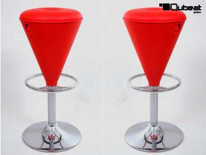 2x Barhocker rot hhenverstellbar runder Sitz konisch geformt gut gepolstert &#8211; "Anja"