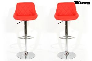 2x Barhocker rot hhenverstellbar und gepolstert - "Clarissa"