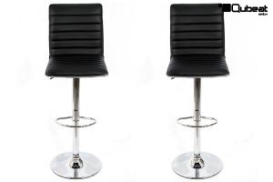 2x Barhocker schwarz hhenverstellbar mit gepolsterter und abgesteppter Rckenlehne - "Falko"