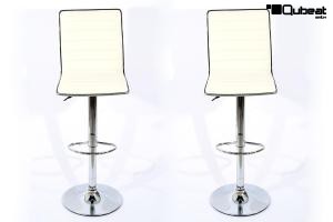 2x Barhocker wei hhenverstellbar mit gepolsterter und abgesteppter Rckenlehne - "Falko"