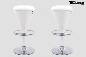 2x Barhocker weiss hhenverstellbar runder Sitz konisch geformt gut gepolstert - "Anja"