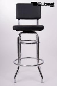 2x Barstool Black, padded, chorme "Maik"