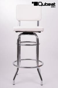2x Barstool White, padded, chorme "Maik"