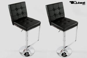 2x Design Bar Stool, Height Adjustable, Black - "Jonathan"