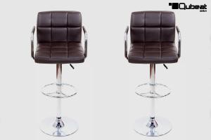 2x Design Barhocker braun hhenverstellbar mit gepolsterter Rckenlehne und abnehmbarer Armlehne -