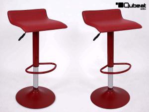 2x Design Barhocker rot hhenverstellbar 360 drehbar - "Sunny Base"