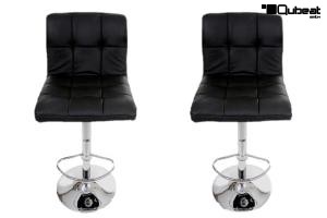 2x Design Barhocker schwarz Kunstleder hhenverstellbar mit gepolsterter Rckenlehne - "Theo"
