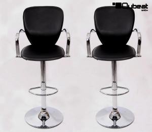2x Design Barhocker schwarz mit Armlehne, hhenverstellbar "Julian"