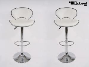 2x Design Barhocker wei gepolstert hhenverstellbar Gasdruckfeder - "Tom"