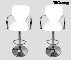 2x Design Barhocker wei mit Armlehne, hhenverstellbar "Julian"
