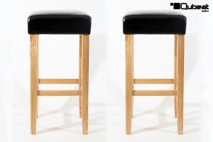 2x Edler Holzbarhocker Barhocker Holz braun Holzgestell Natur "Ben"