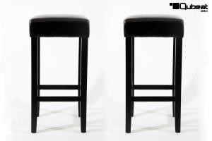 2x Edler Holzbarhocker, Barhocker Holz,  braun Holzgestell schwarz "Ben"