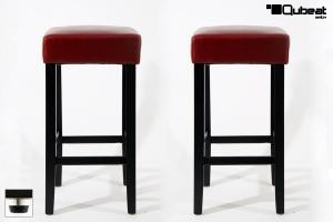 2x Edler Holzbarhocker Barhocker Holz weinrot Holzgestell Schwarz verstellbare Bodengleiter "Ben"