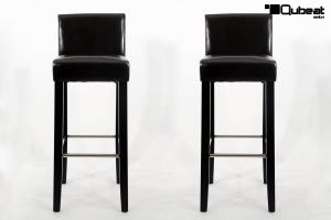 2x Edler Holzbarhocker braun Barhocker Holz Holzgestell B-WARE schwarz mit Lehne "Chris"