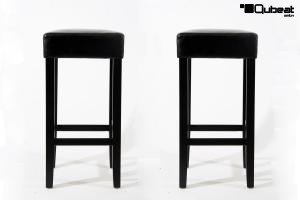 2x Edler Holzbarhocker schwarz Holzgestell Schwarz Barhocker Holz "Ben"