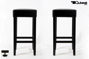 2x Edler Holzbarhocker schwarz Holzgestell Schwarz Barhocker Holz mit verstellbaren Bodengleitern "Ben"