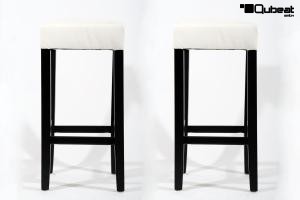 2x Edler Holzbarhocker wei Holzgestell Barhocker Holz Schwarz "Ben"