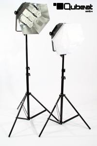2x Fotolampen, Studioset 14 Tageslichtlampen, Stativ gefedert, "Jupiter"