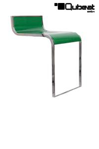 2x Grüner Barhocker Sitz aus Kunststoff mit Design Chromfußstütze Sitzfläche Lehne Barhockersitz