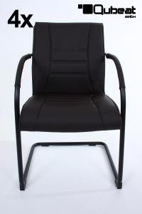 4x Freischwinger Kunstleder braun gepolstert, schwarz B-WARE -"Chicago"