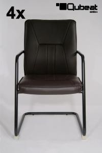 4x Freischwinger Kunstleder braun gepolstert, schwarz - "Seattle" B-Ware