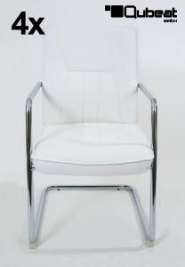 4x Freischwinger Kunstleder wei gepolstert, chrome -"Seattle"