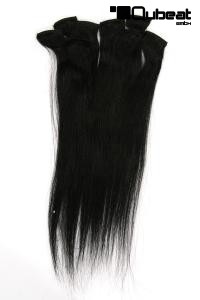 8-teiliges Set Echthaar Extensions schwarz 46cm