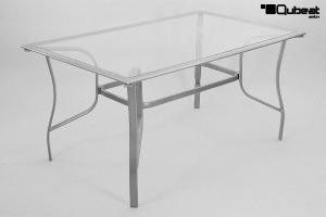 Aluminiumtisch rechteckig mit Glasplatte-"Halle" B-Ware, 72 cm
