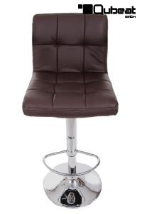 Barhocker Barstuhl braun ECHT LEDER h�henverstellbar mit gepolsterter R�ckenlehne - "Theo"