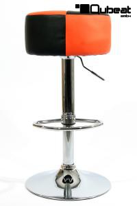 Barhocker orange schwarz hhenverstellbar runder Sitz klassisch gepolstert - "Tan Cross"