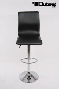 Barstool black height adjustable with backrest swivel seat top - "Steffen"