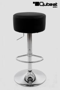 Barstool black REAL LEATHER height adjustable round seat classical comfortably padded - "Tan"