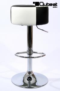 Barstool black white height adjustable round seat classical comfortably padded - "Tan Cross"