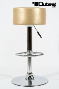 Barstool gold height adjustable round seat classical comfortably padded - "Tan"