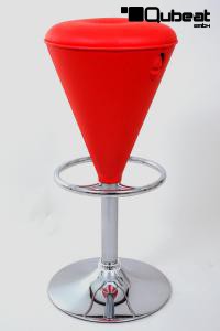 Barstool red height adjustable round and conical seat comfortably padded - "Anja"