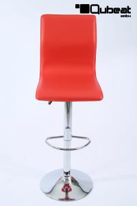 Barstool red height adjustable with backrest swivel seat top - "Steffen"