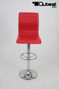 Barstool red height adjustable with padded and stitched backrest - "Ron"