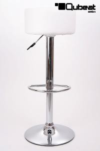 Barstool white height adjustable round seat classical comfortably padded - "Tan MAX"