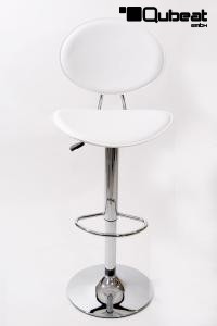 Barstool white height adjustable with backrest 360 swivel seat top - "Tobias"