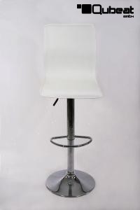 Barstool white height adjustable with backrest swivel seat top - "Steffen"