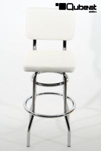 Barstool White, padded, chorme "Maik"